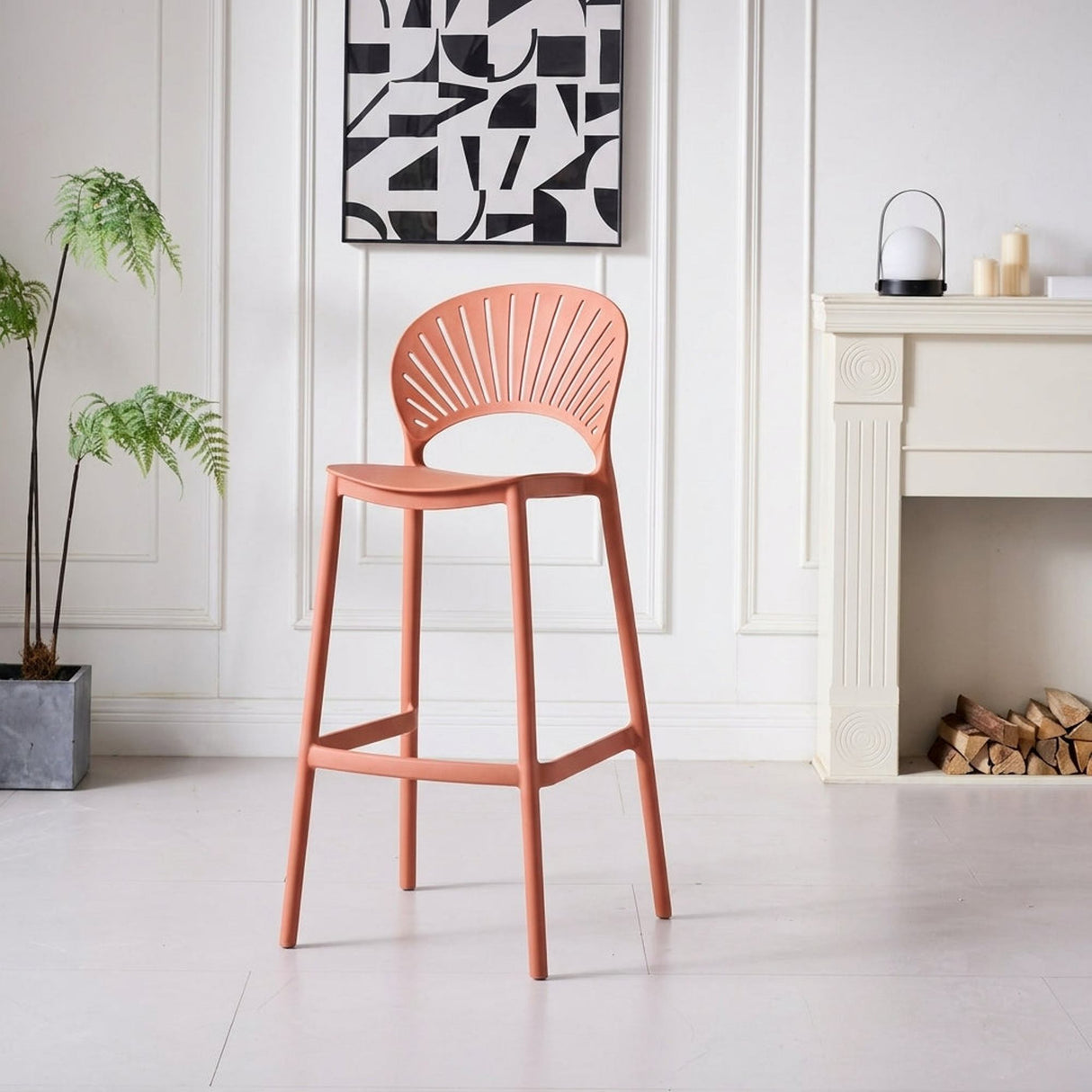 Silla Bar para Exteriores Paraiso Terracota 49x105cm sin Apoya Brazos y con Espaldar