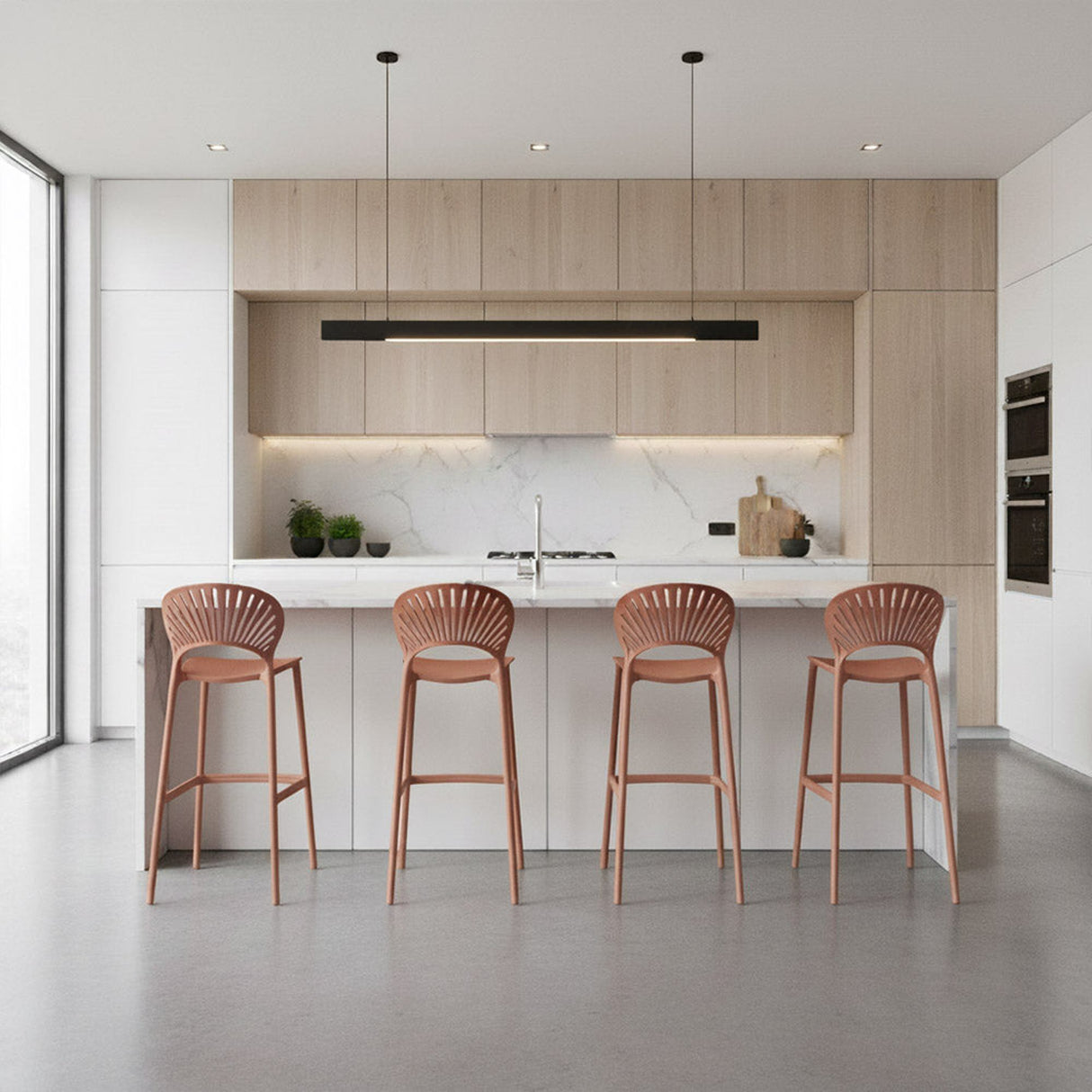 Silla Bar para Exteriores Paraiso Terracota 49x105cm sin Apoya Brazos y con Espaldar