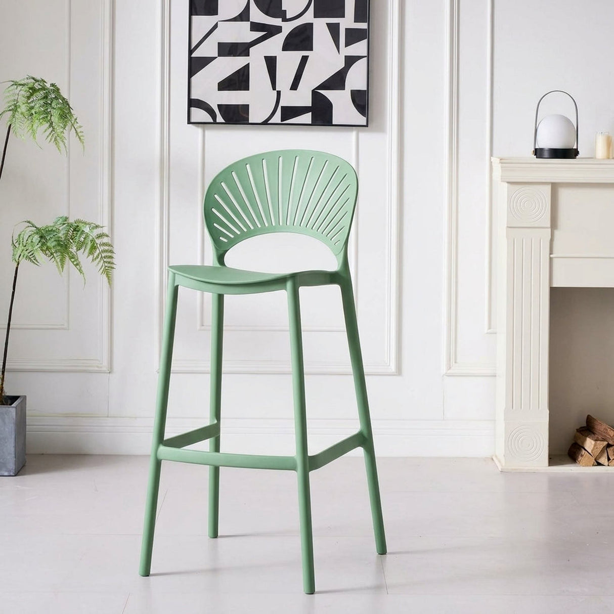 Silla Bar para Exteriores Paraiso Verde Olivo 49x105cm sin Apoya Brazos y con Espaldar