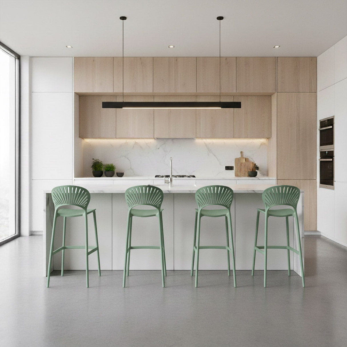 Silla Bar para Exteriores Paraiso Verde Olivo 49x105cm sin Apoya Brazos y con Espaldar