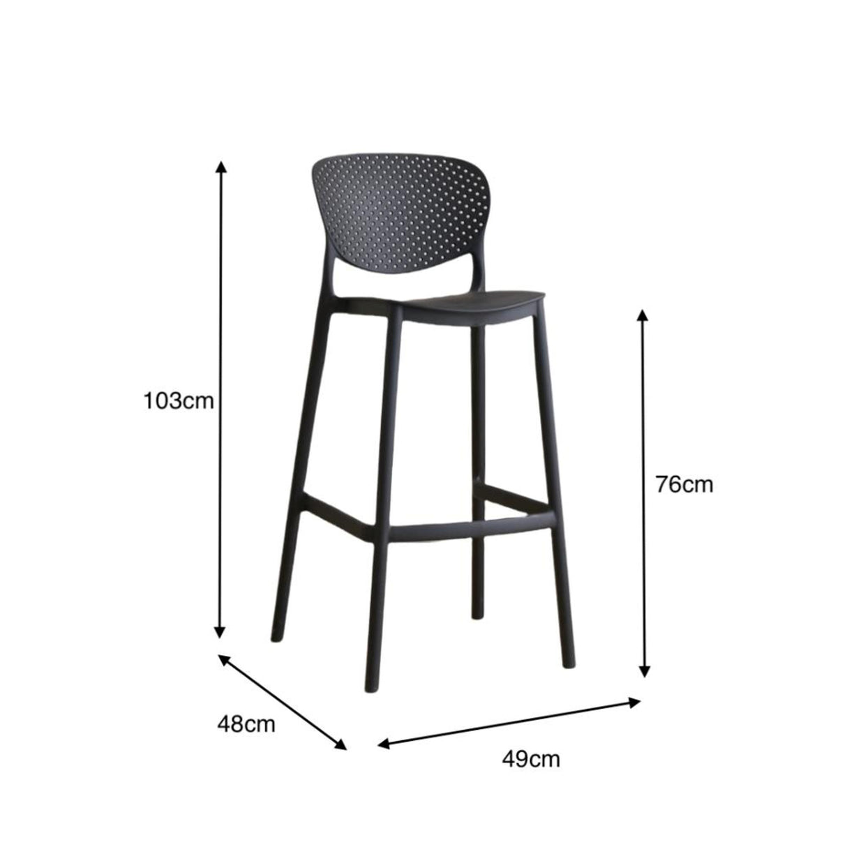 Silla Bar para Exteriores Rio Negro 49x103cm sin Apoya Brazos y con Espaldar