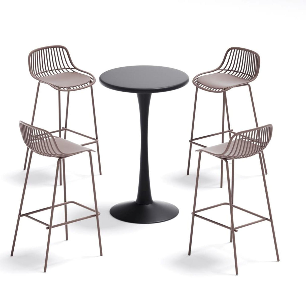 Silla Bar para Exteriores Tulum Taupe 41.5x97cm sin Apoya Brazos y con Espaldar