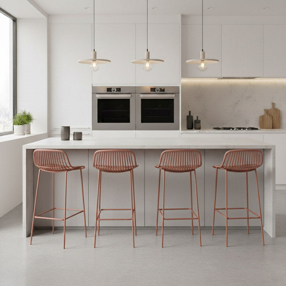 Silla Bar para Exteriores Tulum Terracota 41.5x97cm sin Apoya Brazos y con Espaldar