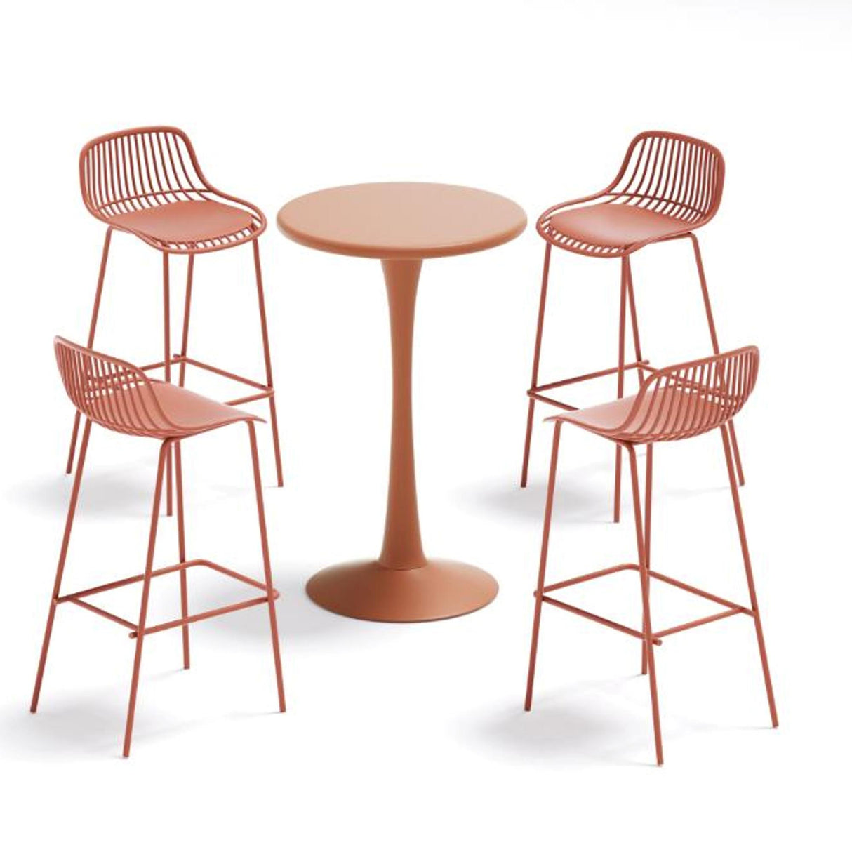 Silla Bar para Exteriores Tulum Terracota 41.5x97cm sin Apoya Brazos y con Espaldar