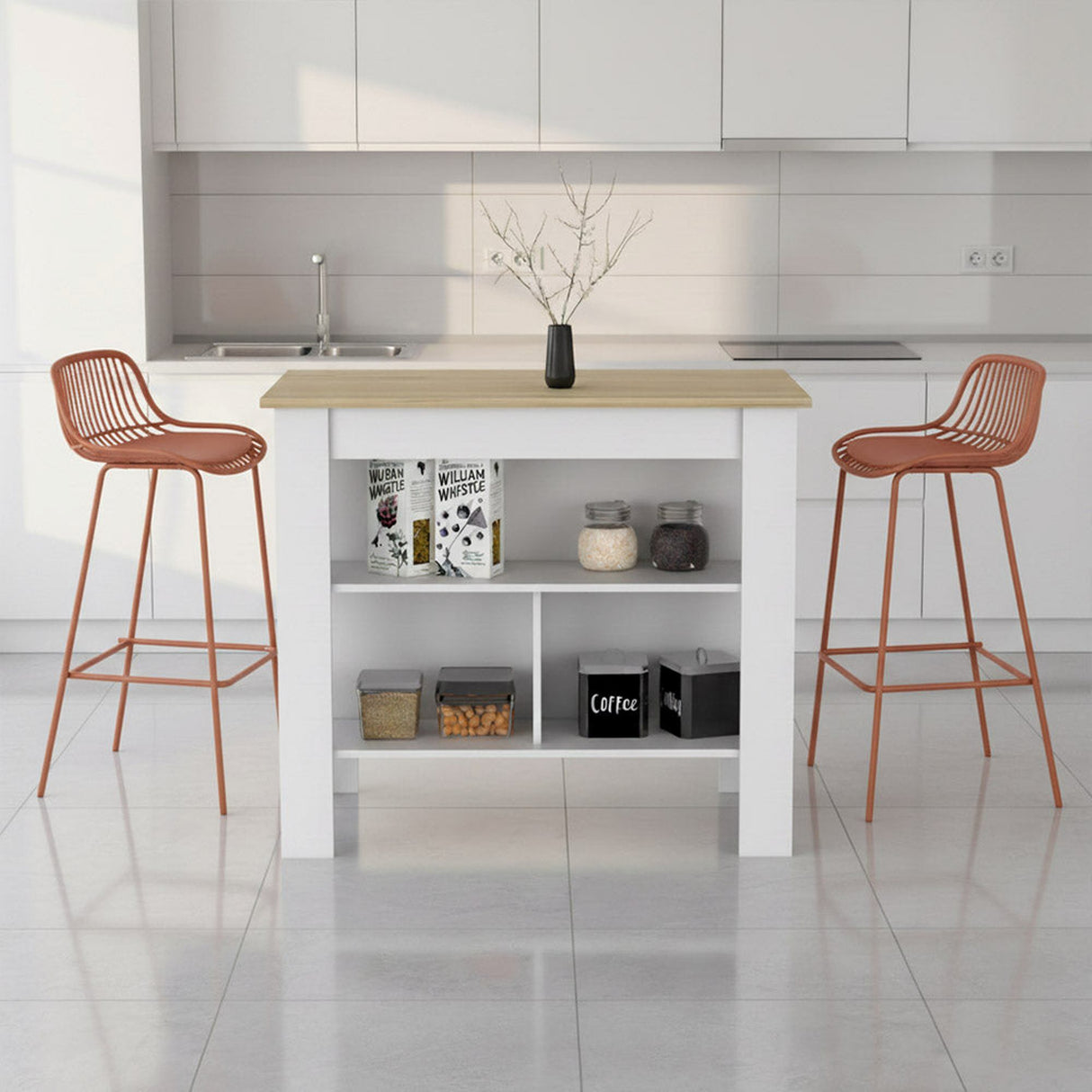 Silla Bar para Exteriores Tulum Terracota 41.5x97cm sin Apoya Brazos y con Espaldar