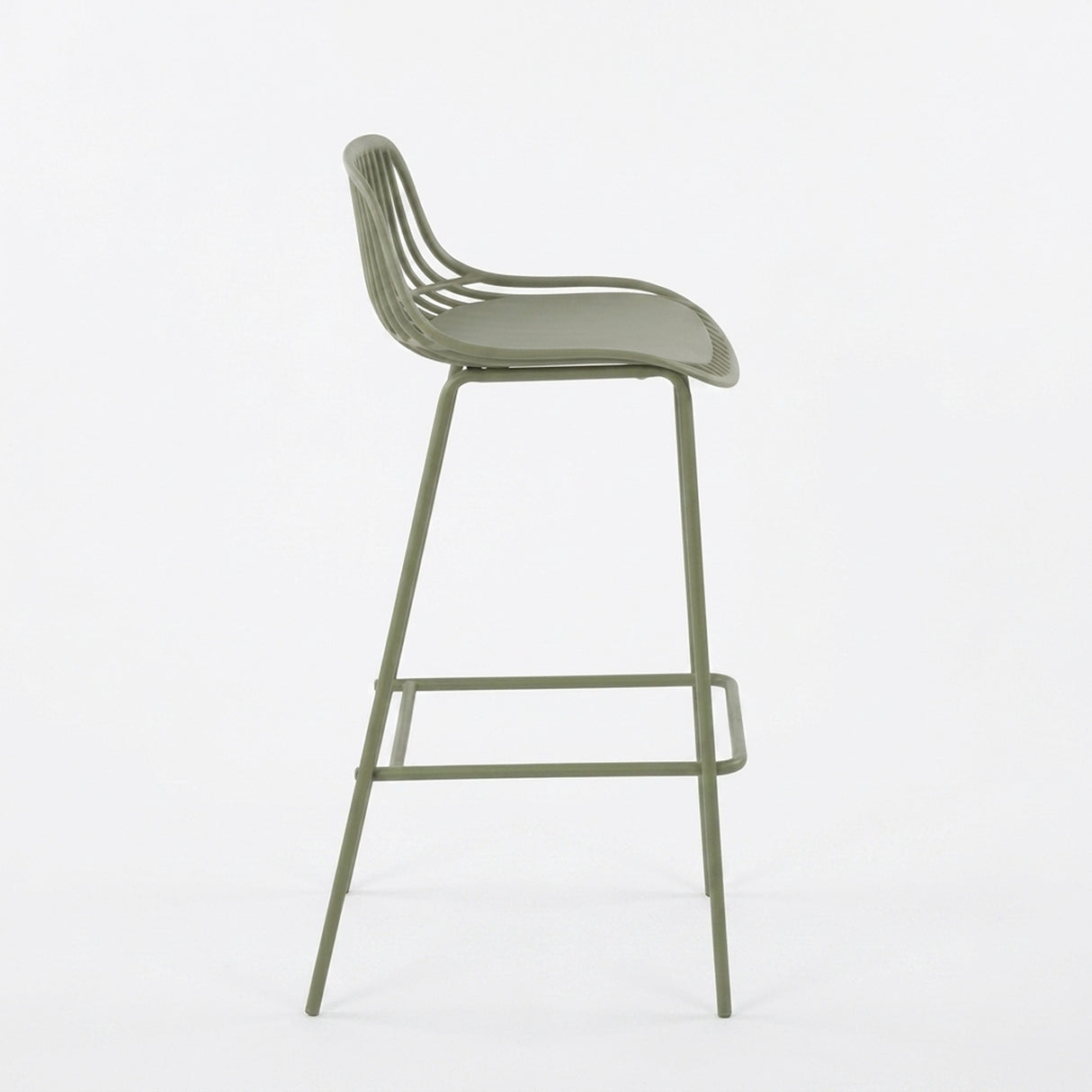 Silla Bar para Exteriores Tulum verde Olivo 41.5x97cm sin Apoya Brazos y con Espaldar