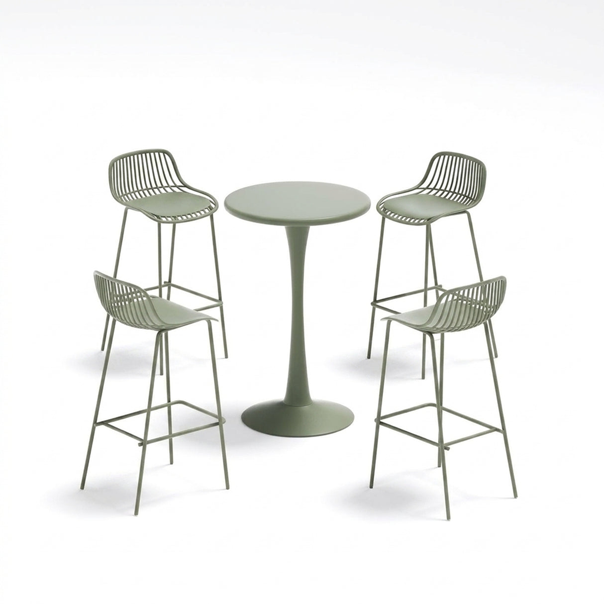 Silla Bar para Exteriores Tulum verde Olivo 41.5x97cm sin Apoya Brazos y con Espaldar