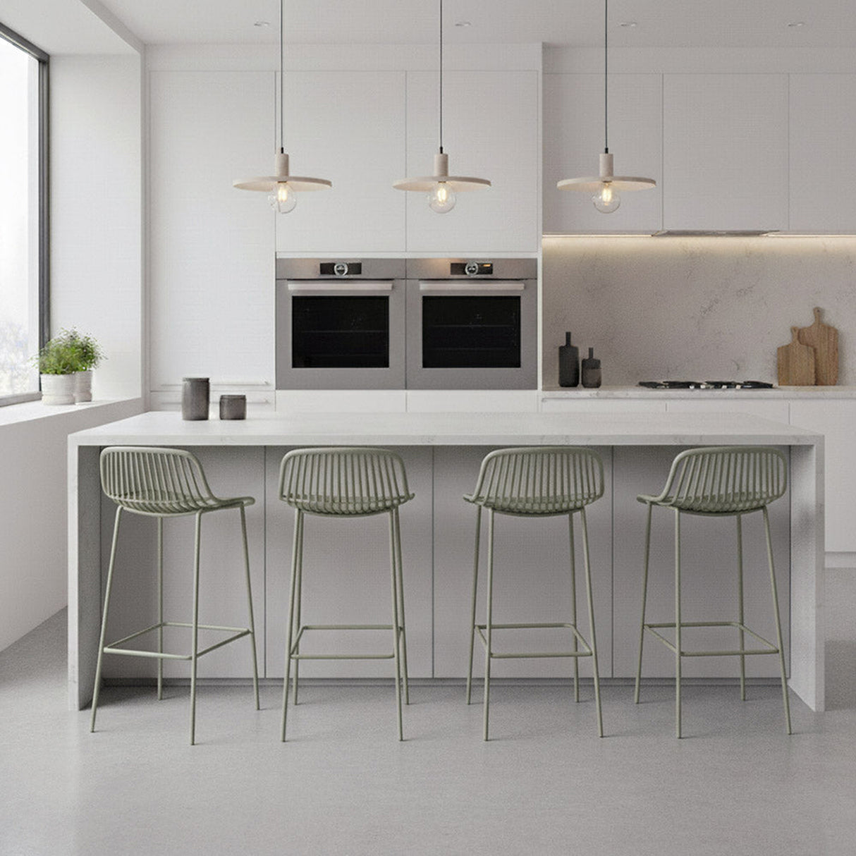Silla Bar para Exteriores Tulum verde Olivo 41.5x97cm sin Apoya Brazos y con Espaldar