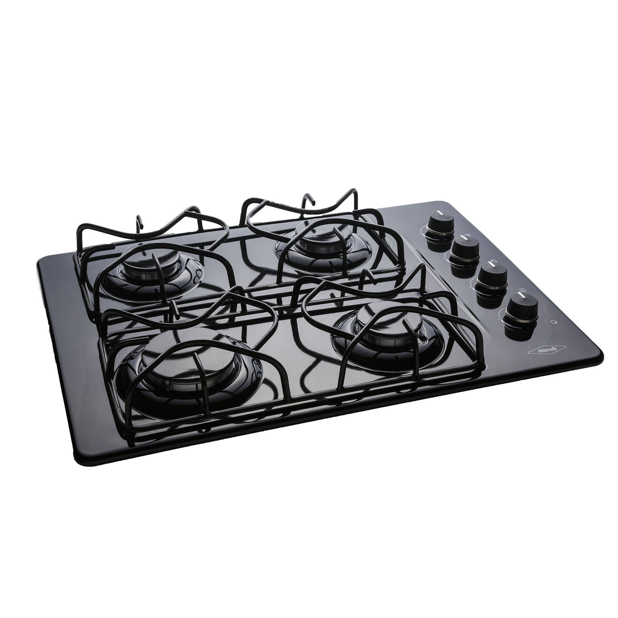 Estufa de Empotrar Haceb Esmaltada Negro 43x60cm 110 Voltios para Gas Natural con Cuatro Quemadores