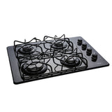 Estufa de Empotrar Haceb Esmaltada Negro 43x60cm 110 Voltios para Gas Natural con Cuatro Quemadores