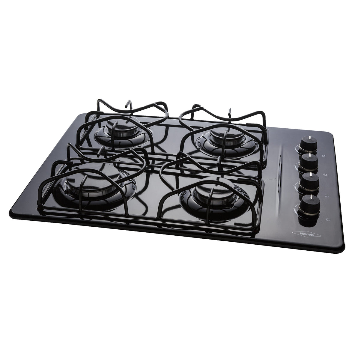 Estufa de Empotrar Haceb Esmaltada Negro 43x60cm 110 Voltios para Gas Natural con Cuatro Quemadores