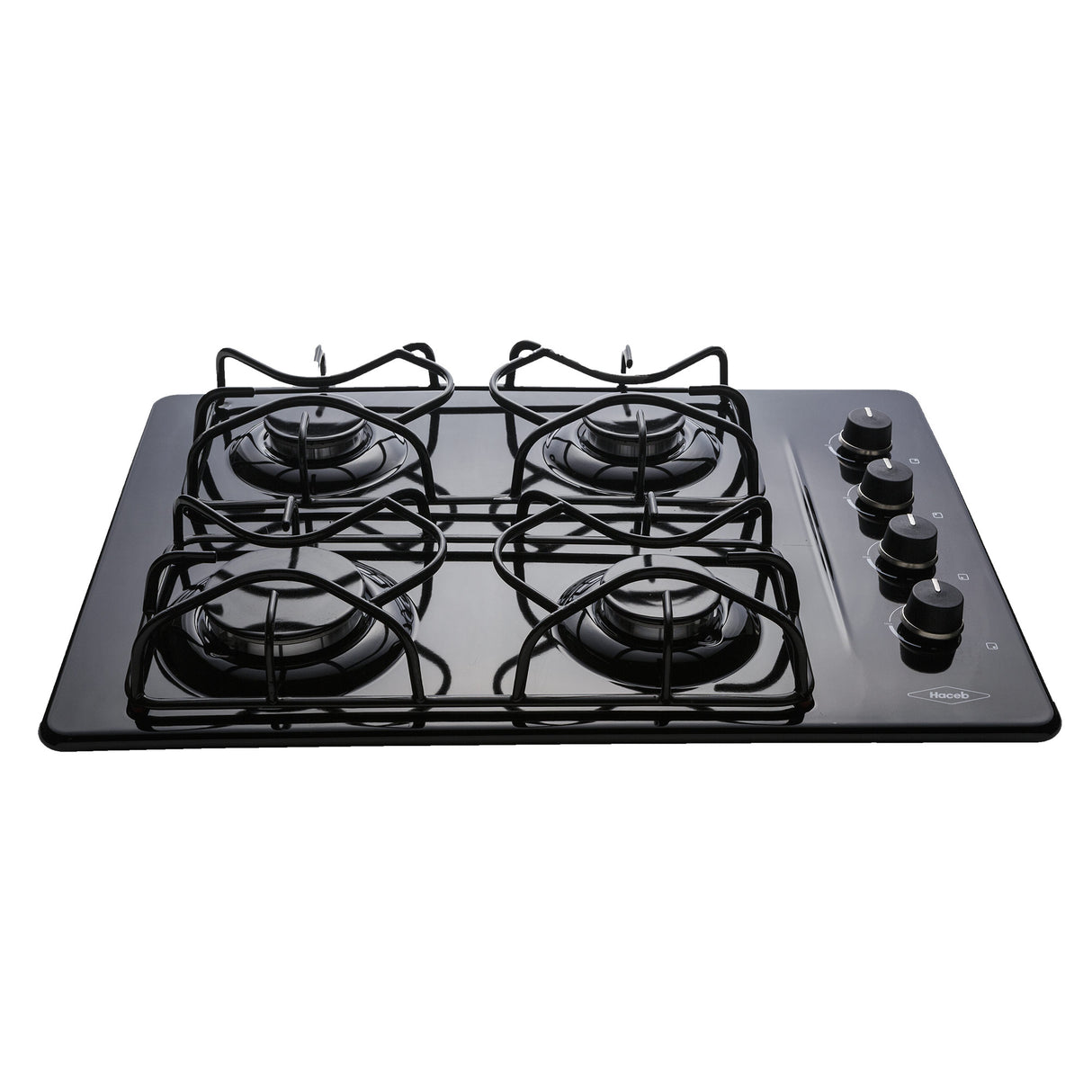 Estufa de Empotrar Haceb Esmaltada Negro 43x60cm 110 Voltios para Gas Natural con Cuatro Quemadores