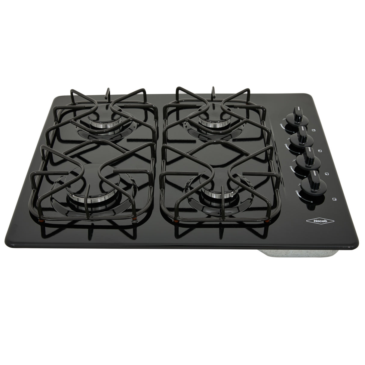 Estufa de Empotrar Haceb Esmaltada Negro 60x51cm 110 Voltios para Gas Natural con Cuatro Quemadores