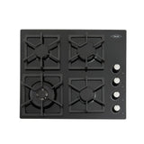 Estufa de Empotrar Haceb Tandoori Cristal Negro 60x51cm 110 Voltios para Gas Natural con Cuatro Quemadores