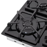 Estufa de Empotrar Haceb Tandoori Cristal Negro 60x51cm 110 Voltios para Gas Natural con Cuatro Quemadores