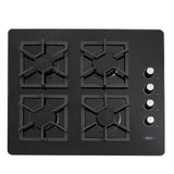 Estufa de Empotrar Haceb Tandoori Cristal Negro 66x54cm 110 Voltios para Gas Natural con Cuatro Quemadores