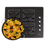 Estufa de Empotrar Haceb Tandoori Cristal Negro 66x54cm 110 Voltios para Gas Natural con Cuatro Quemadores