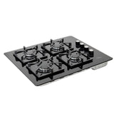 Estufa de Empotrar Haceb Tandoori Cristal Negro 66x54cm 110 Voltios para Gas Natural con Cuatro Quemadores