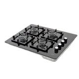 Estufa de Empotrar Haceb Tandoori Cristal Negro 66x54cm 110 Voltios para Gas Natural con Cuatro Quemadores