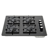 Estufa de Empotrar Haceb Tandoori Cristal Negro 66x54cm 110 Voltios para Gas Natural con Cuatro Quemadores