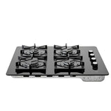 Estufa de Empotrar Haceb Tandoori Cristal Negro 66x54cm 110 Voltios para Gas Natural con Cuatro Quemadores