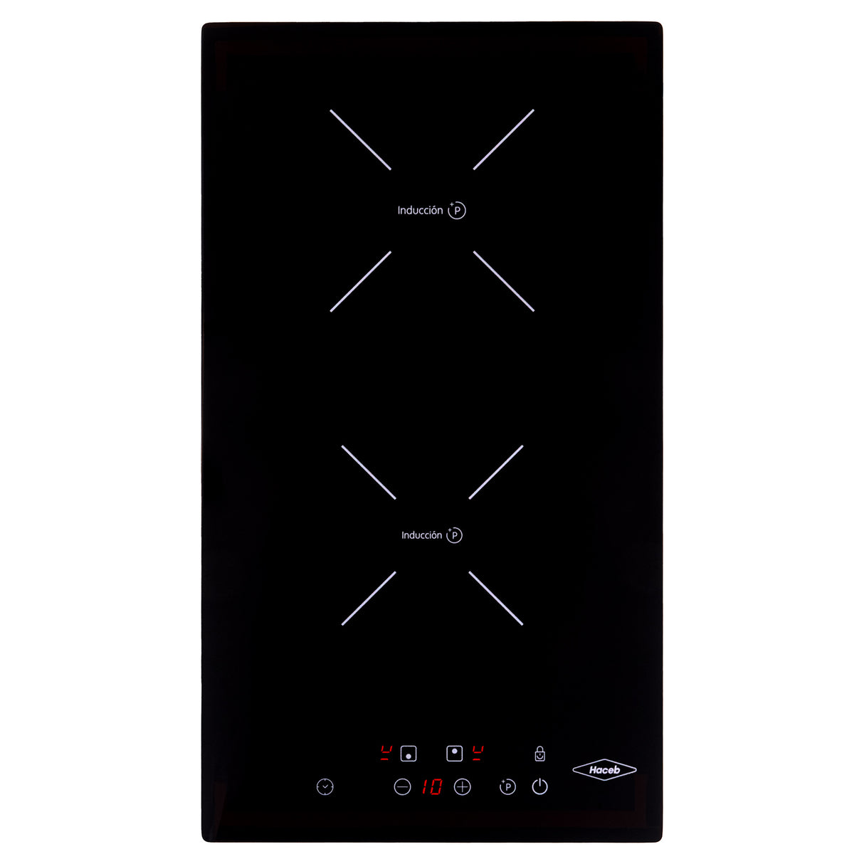 Estufa de Inducción para Empotrar Haceb Negro 29x52cm 220 Voltios para Electrico con Dos Quemadores y con Pantalla Digital