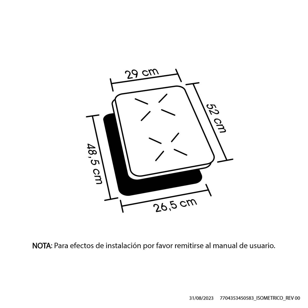 Estufa de Inducción para Empotrar Haceb Negro 29x52cm 220 Voltios para Electrico con Dos Quemadores y con Pantalla Digital
