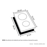 Estufa de Vitrocerámica para Empotrar Haceb Negro 29x52cm 220 Voltios para Electrico con Dos Quemadores y con Pantalla Digital