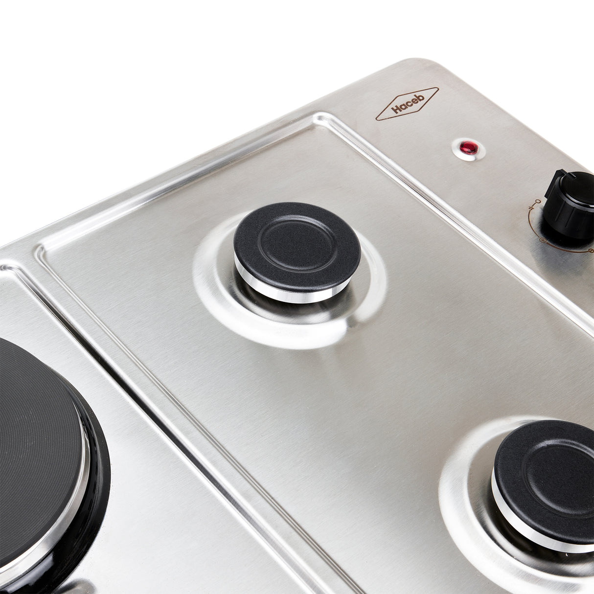 Estufa de Empotrar Haceb Mixta Inox 60x43cm 110 Voltios para Mixto con Cuatro Quemadores