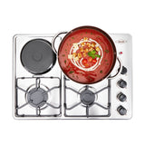 Estufa de Empotrar Haceb Mixta Inox 60x43cm 110 Voltios para Mixto con Cuatro Quemadores