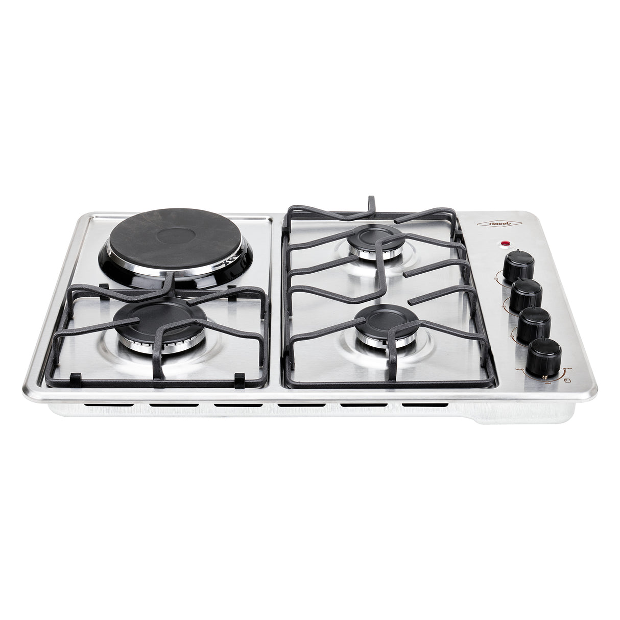 Estufa de Empotrar Haceb Mixta Inox 60x43cm 110 Voltios para Mixto con Cuatro Quemadores