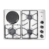 Estufa de Empotrar Haceb Mixta Inox 60x43cm 110 Voltios para Mixto con Cuatro Quemadores