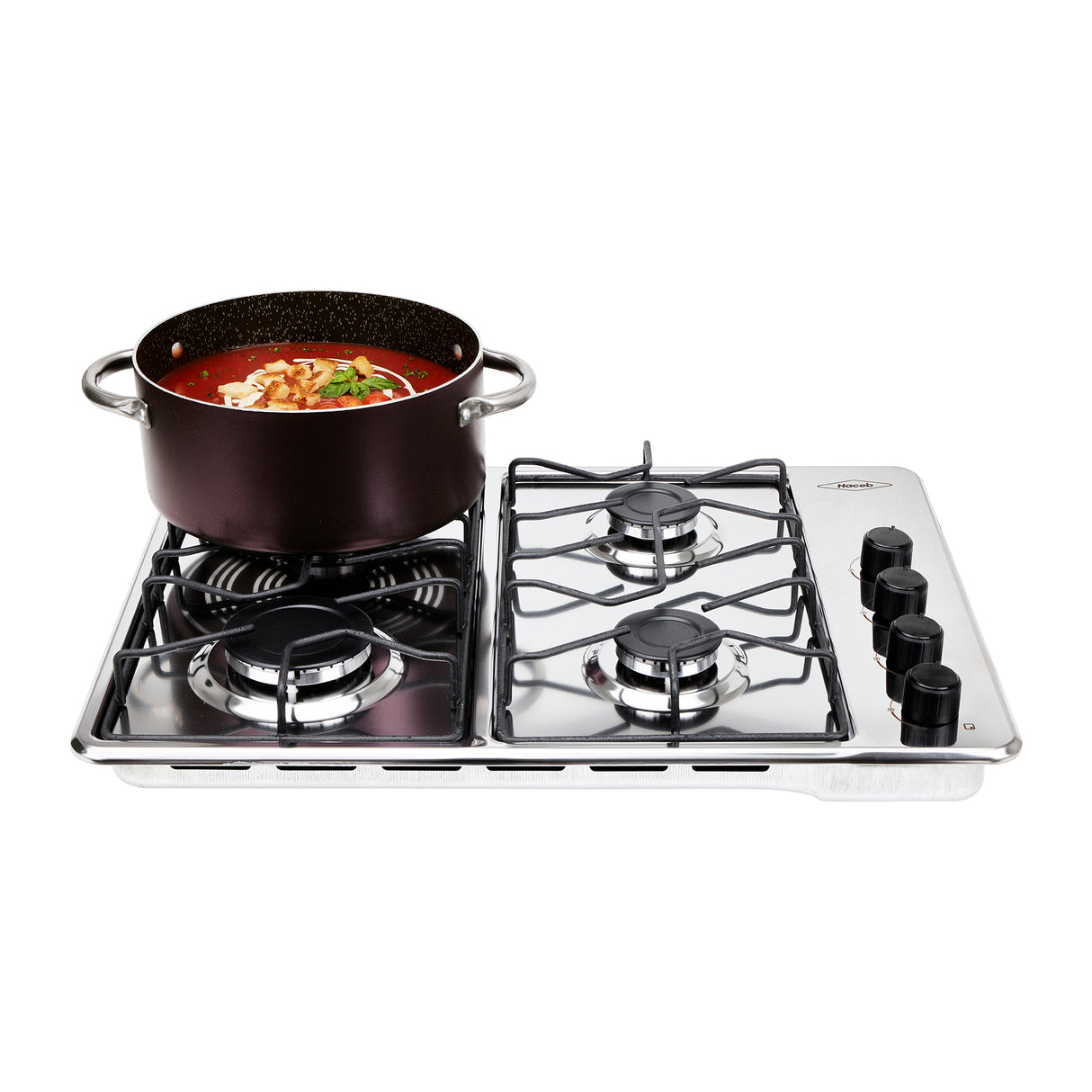 Estufa de Empotrar Haceb Alambrón Inox 60x43cm 110 Voltios para Gas Natural con Cuatro Quemadores