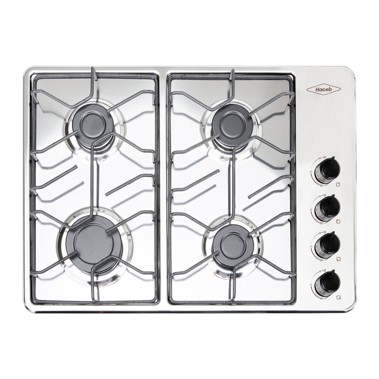Estufa de Empotrar Haceb Alambrón Inox 60x43cm 110 Voltios para Gas Natural con Cuatro Quemadores
