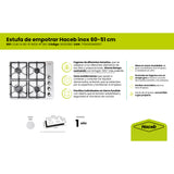 Estufa de Empotrar Haceb Tandoori Hierro Fundido Inox 60x51cm 110 Voltios para Gas Natural con Cuatro Quemadores