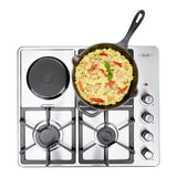 Estufa de Empotrar Haceb Tandoori Mixta Inox 60x51cm 110 Voltios para Mixto con Cuatro Quemadores