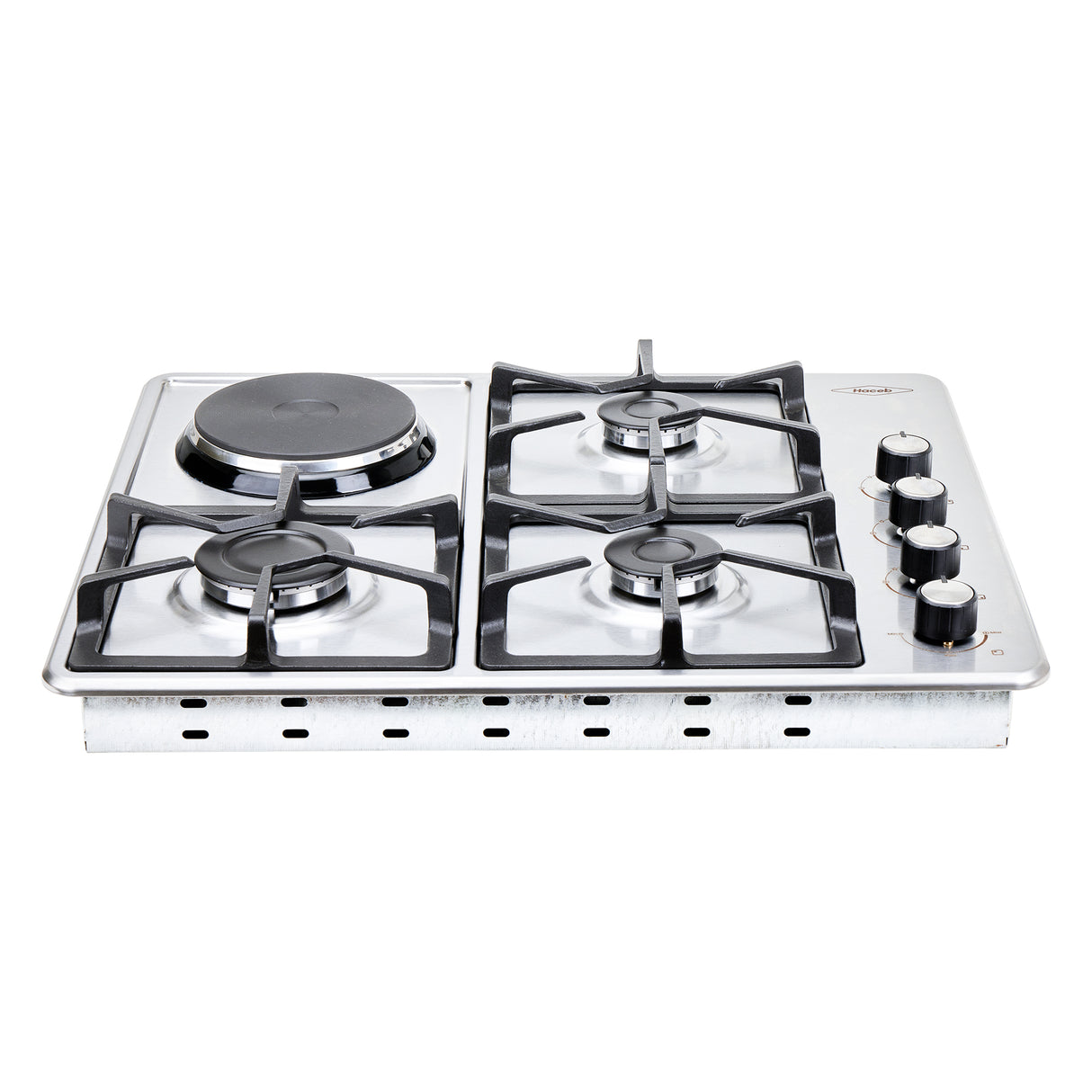 Estufa de Empotrar Haceb Tandoori Mixta Inox 60x51cm 110 Voltios para Mixto con Cuatro Quemadores