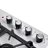 Estufa de Empotrar Haceb Tandoori Mixta Inox 60x51cm 110 Voltios para Mixto con Cuatro Quemadores