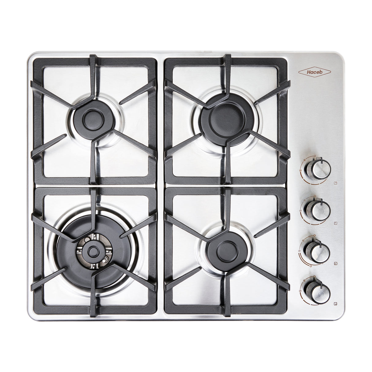 Estufa de Empotrar Haceb Tandoori Hierro Fundido Dual Inox 60x51cm 110 Voltios para Gas Natural con Cuatro Quemadores
