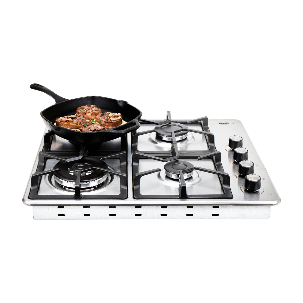Estufa de Empotrar Haceb Tandoori Hierro Fundido Dual Inox 60x51cm 110 Voltios para Gas Natural con Cuatro Quemadores