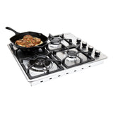 Estufa de Empotrar Haceb Tandoori Hierro Fundido Dual Inox 60x51cm 110 Voltios para Gas Natural con Cuatro Quemadores