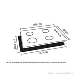 Estufa de Empotrar Haceb Tofu Mixta Inox 60x43cm 110 Voltios para Mixto con Cuatro Quemadores