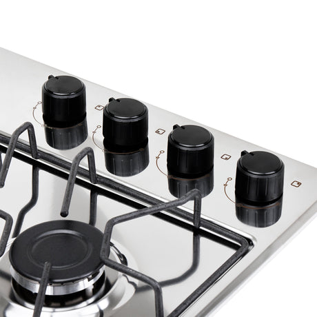 Estufa de Empotrar Haceb Alambrón Inox 60x43cm 110 Voltios para Gas Propano con Cuatro Quemadores