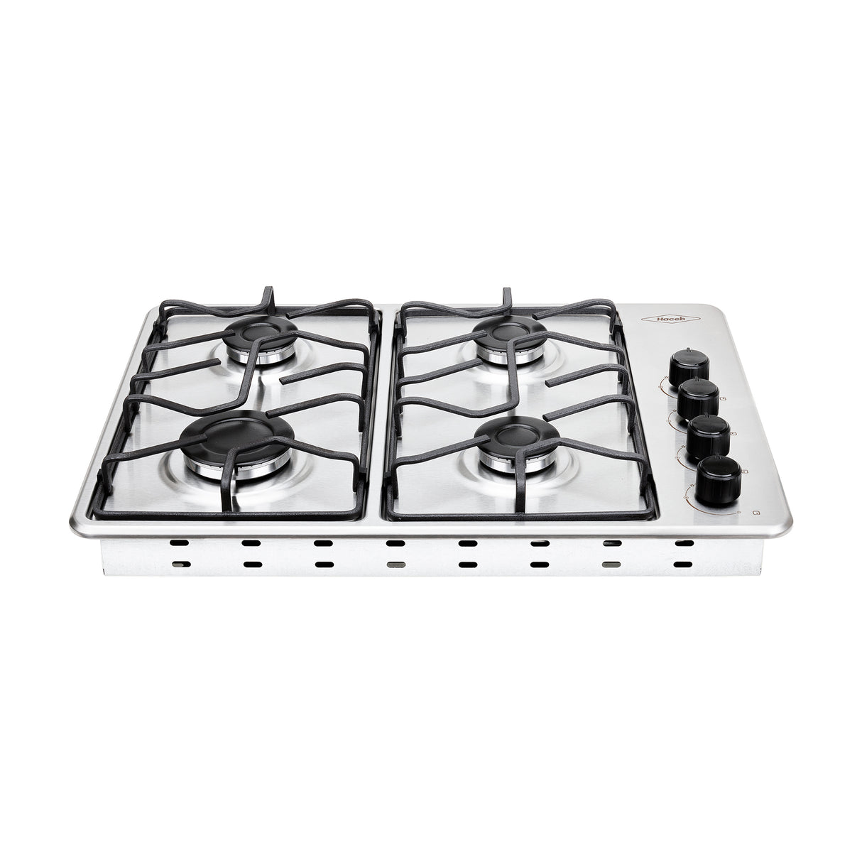 Estufa de Empotrar Haceb Tofu Platina Inox 60x43cm 110 Voltios para Gas Propano con Cuatro Quemadores