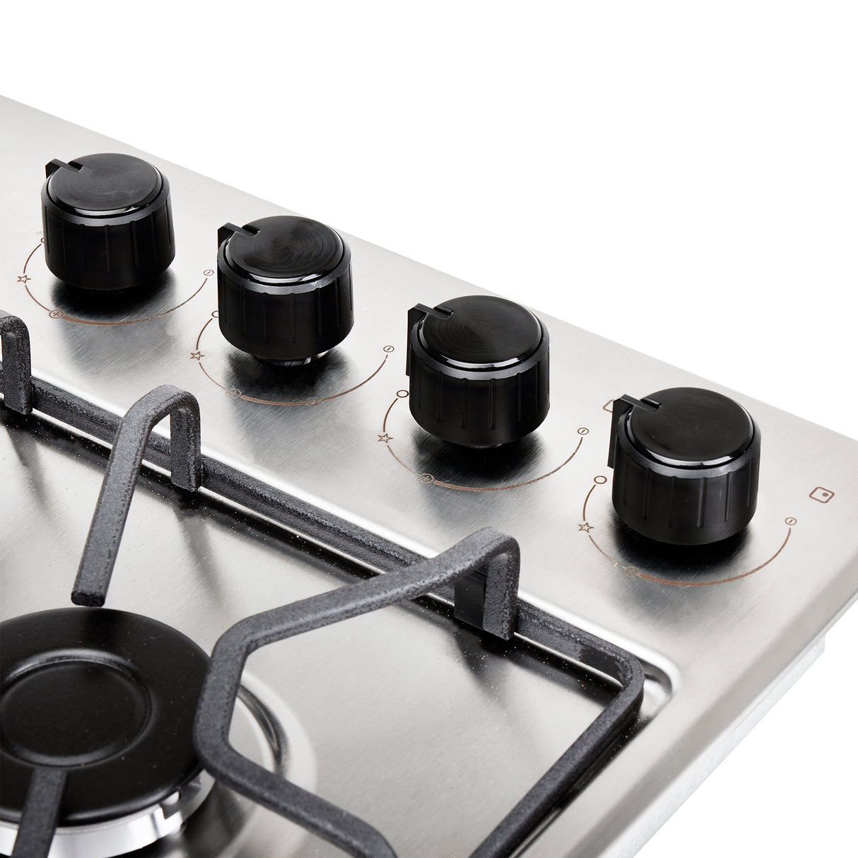 Estufa de Empotrar Haceb Tofu Platina Inox 60x43cm 110 Voltios para Gas Propano con Cuatro Quemadores