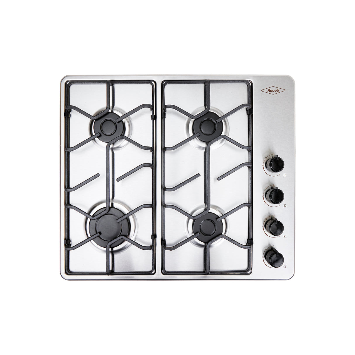Estufa de Empotrar Haceb Platina Inox 60x51cm 110 Voltios para Gas Propano con Cuatro Quemadores