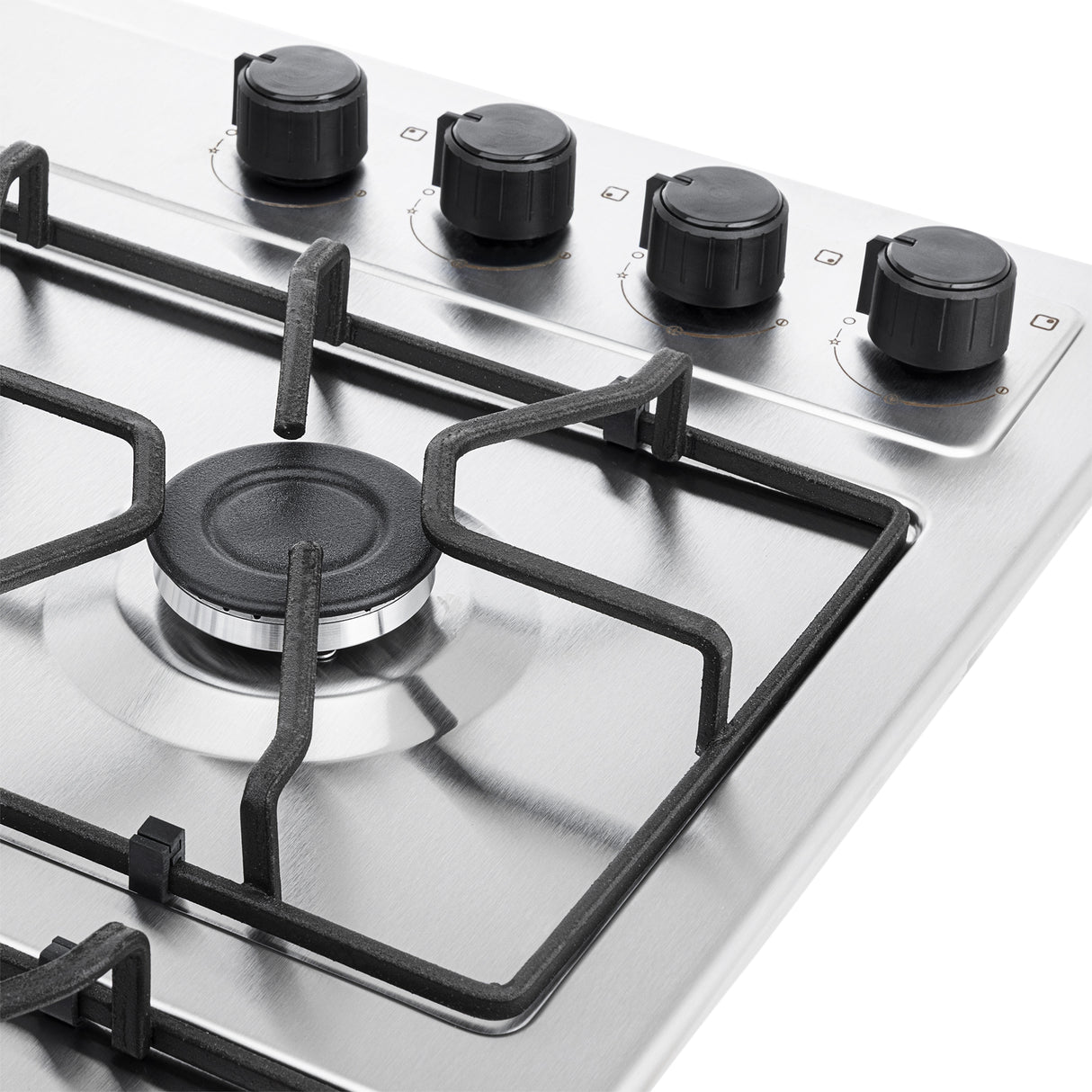 Estufa de Empotrar Haceb Platina Inox 66x54cm 110 Voltios para Gas Natural con Cuatro Quemadores