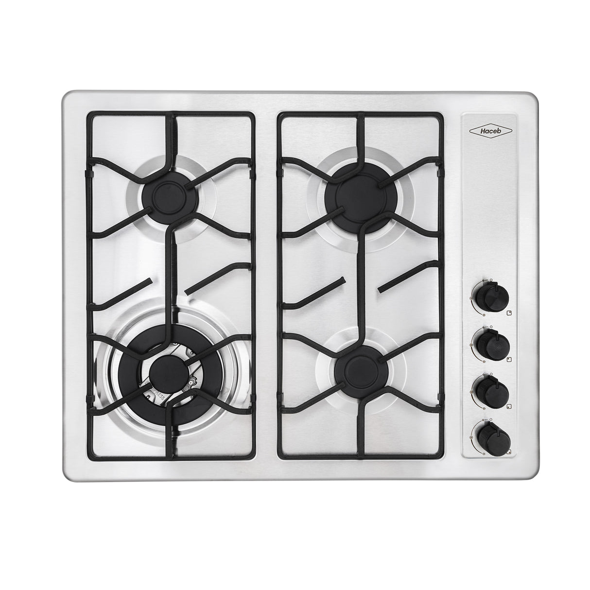 Estufa de Empotrar Haceb Triple Corona Inox 66x54cm 110 Voltios para Gas Natural con Cuatro Quemadores