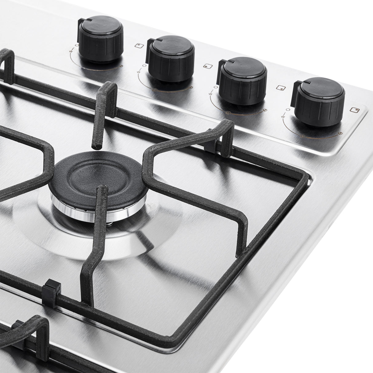 Estufa de Empotrar Haceb Triple Corona Inox 66x54cm 110 Voltios para Gas Natural con Cuatro Quemadores