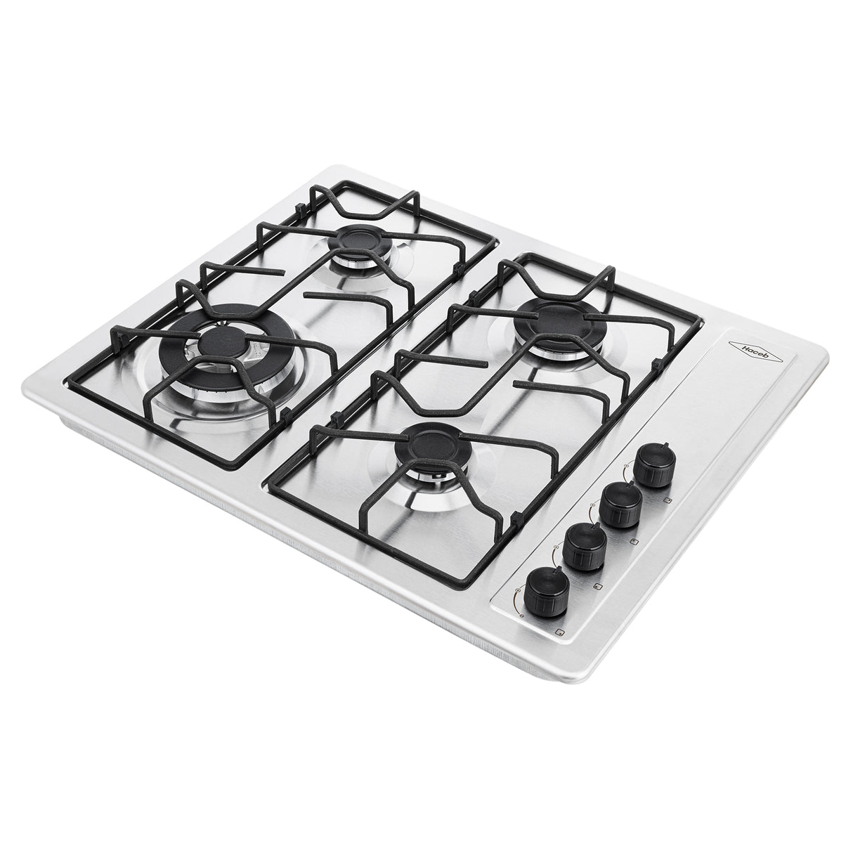 Estufa de Empotrar Haceb Triple Corona Inox 66x54cm 110 Voltios para Gas Natural con Cuatro Quemadores